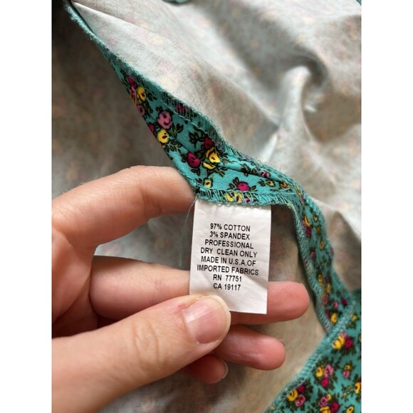 Betsey Johnson 90s Vintage Rockabilly Bustier Corset Blue Floral Print Dress 6 - Picture 5 of 8